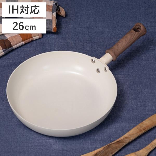 フライパン 26cm IH対応 Hetta セラミックコート ショートハンドル （ ガス火対応 セラ...