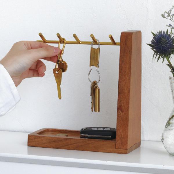 アルテン キースタンド 天然木 アイアン （ 鍵 キー 収納 木製 アクセサリースタンド おしゃれ ...
