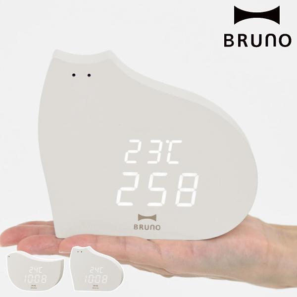 BRUNO 置き時計 モチーフクロック 温度計付き （ ブルーノ 時計 置時計 鳥 ねこ デジタル ...