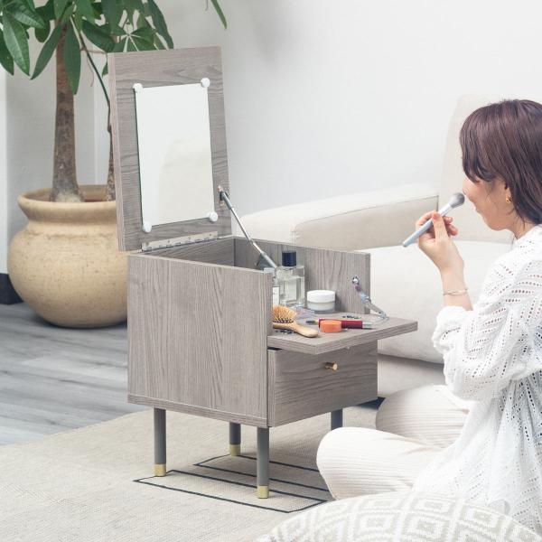 コスメワゴン 幅34cm 深型ポケット付 パレ （ ドレッサー メイクボックス サイドテーブル ミラ...