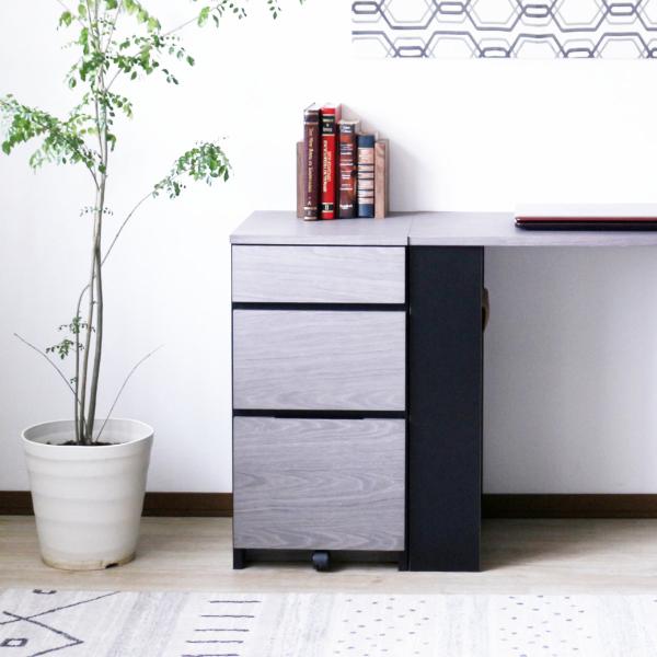 デスクワゴン 3段 キャスター付 幅40cm （ ワゴン サイドワゴン 引き出し 収納 デスク横 完...