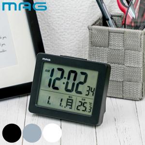 目覚まし時計 ブリム デジタル時計 MAG 温度計付き （ 時計 デジタル カレンダー アラーム スヌーズ 電子音 コンパクト 電池 小さめ 見やすい ）