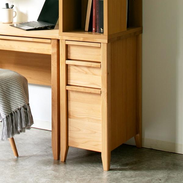 サイドチェスト 幅30cm 学習机 トライA専用 （ デスク横 引き出し 3段 収納 木製 天然木 ...