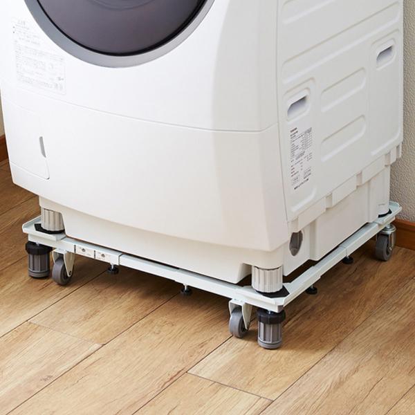 洗濯機台 角パイプ洗濯機台 キャスター付き サイズ調節 （ 洗濯機 台 伸縮 かさ上げ キャスター ...