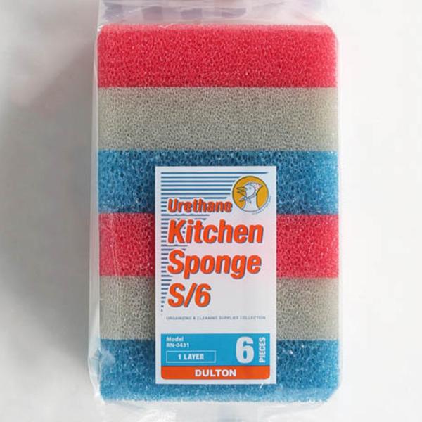 キッチン スポンジ 6個セット 両面スポンジ 掃除 掃除用品 カラフル ビビット 消耗品 （ DUR...