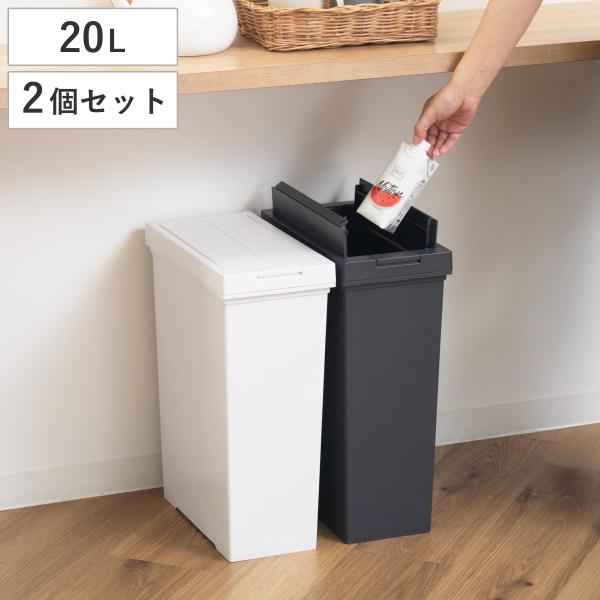 ゴミ箱 20L 2個セット 棚下で使える 両開き プッシュダスト 袋止め付き （ ごみ箱 20リット...