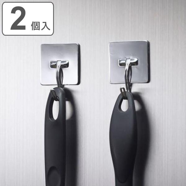 ステンレスフック ハング （ フック 2個入り 粘着 収納 引っ掛け 壁掛け 吊り下げ 吊るす キッ...