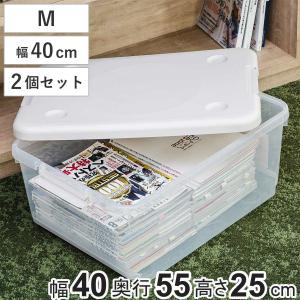 収納ボックス 40M とっても便利箱 フタ付き 2個セット （ 幅40×奥行55×高さ25cm 収納 ボックス 隙間 収納ケース 棚上 引き手付き ロック クローゼット ）｜リビングート ヤフー店