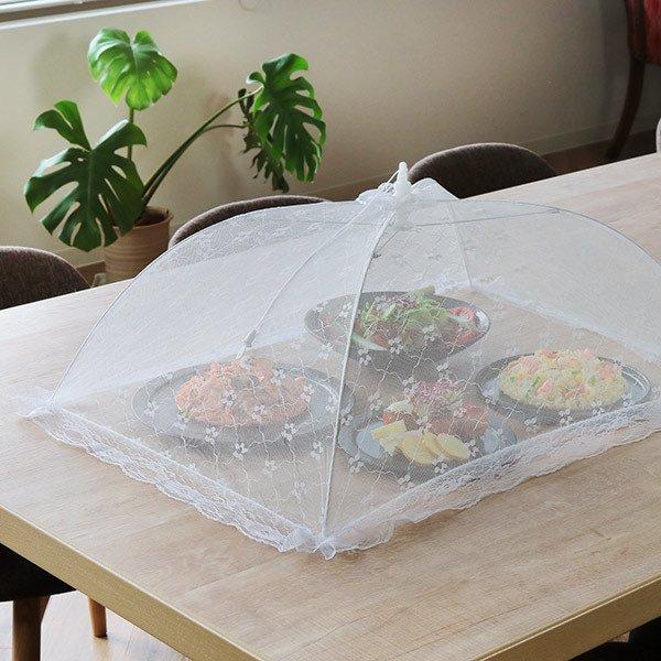 食卓カバー 折り畳み式 フードカバー L ホワイティ （ キッチンパラソル 食卓蚊帳 蚊帳 ほこりよ...