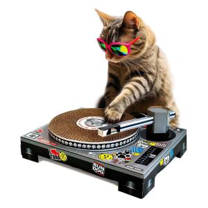 爪とぎ キャットスクラッチャー DJ 猫 SUCK UK （ 爪研ぎ つめとぎ 猫用 段ボール 簡単組み立て ストレス解消 遊び おもちゃ かわいい ）