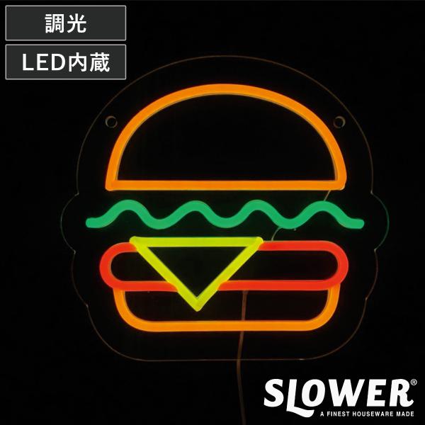 サインライト LED Burger ネオニーサインライト SLOWER （ ネオン ライト インテリ...