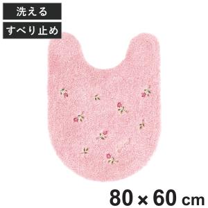 トイレマット 80×60cm スイートローズ （ トイレ マット 足元マット ロングタイプ 洗える すべり止め ローズ かわいい ）