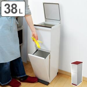 ゴミ箱 分別 2段 スリム パッキン付き 防臭 38L 縦型 分別ゴミ箱 モダンカラー （ キッチン ごみ箱 ふた付き プッシュ ペダル ）