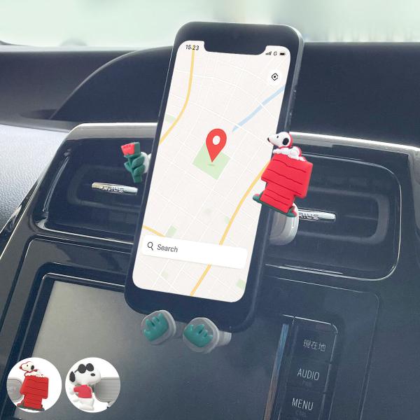スマホホルダー 360度回転 スヌーピーハウス カー用品 （ スヌーピー 車載ホルダー 横幅5.8〜...
