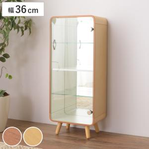 送料込み ガラスケース ディスプレイケース 推し活棚 ホワイト 白 取手付き ガラスケース 幅36cm 4段 ガラス扉 背面ミラー 推し活 （ グッズ収納