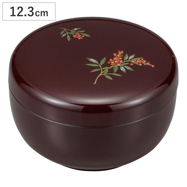 夏目 12cm 南天 （ 蓋付き 菓子器 お菓子入れ プラスチック 茶器 入れ物 日本製 漆器風 ）