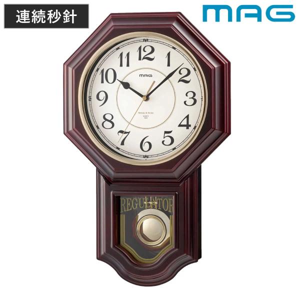 振り子時計 時報付き 連続秒針 静音 掛け時計 クラシカル MAG （ 壁掛け 時計 壁掛け時計 ウ...