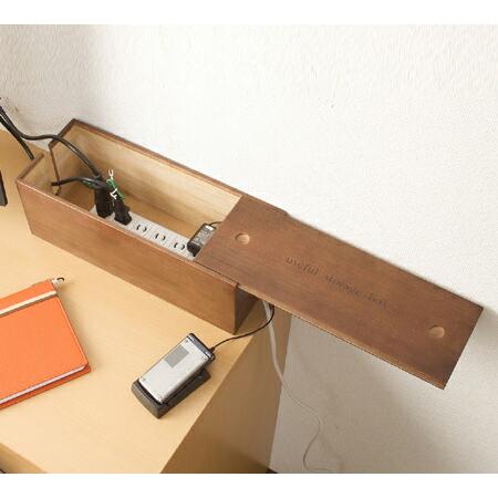 桐収納 ケーブルボックス ブラウン色 タップボックス コードケース 木製 （ ）
