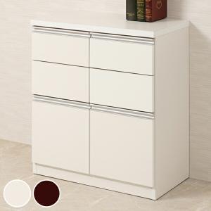 FAX台 電話台 幅70cm 多段引出し 鍵付き 天然木 完成品 （ チェスト 鍵