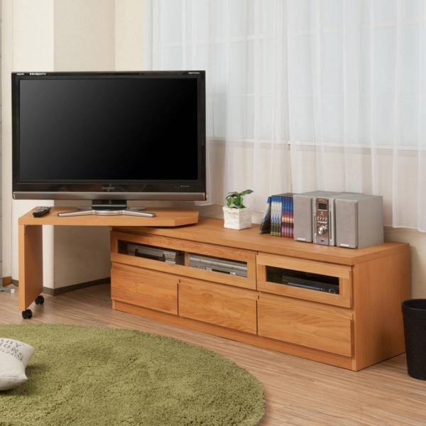 伸縮 テレビ台 回転盤付 アルダー前板 幅156〜215cm ナチュラル （ テレビボード TV台 ...