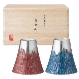 色選択可能ペア 大阪錫器 名入れ可能 富士山 タンブラー 小 ペア 180ml 