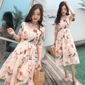 ワンピース レディース 40代 春夏 マキシ丈ワンピース きれいめ 大きいサイズ 花柄ドレス シフォン 結婚式 リボン オシャレ 着痩せ ロング丈ドレス パーティー