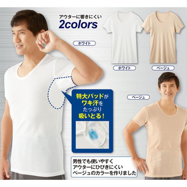 セルヴァン　メンズ脇汗ガードU首インナー　紳士U首インナー　メール便送料無料