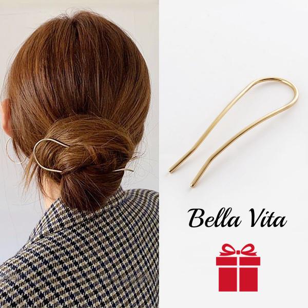 ヘアスティック U字コーム かんざし シンプル メタル ヘアアクセサリー U字コーム かんざし シン...