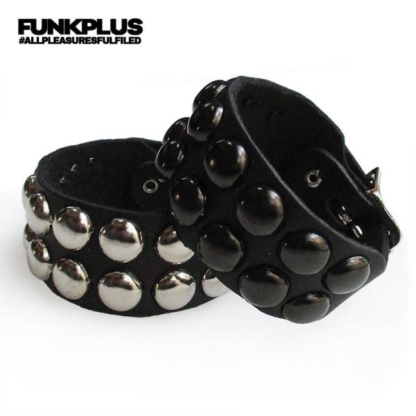 FUNK PLUS ファンクプラス  2連丸型スタッズ リストバンド スタッズリストバンド メンズ ...