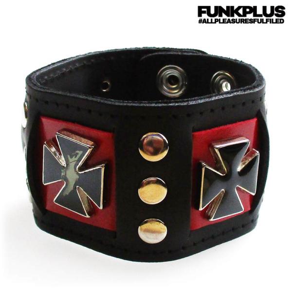 FUNK PLUS ファンクプラス リストバンド メンズ アイアンクロス IRON CROSS ブラ...