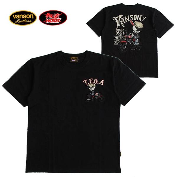 Tシャツ メンズ 半袖 VANSON バンソン クローズ WORST コラボ スカル デスラビット ...
