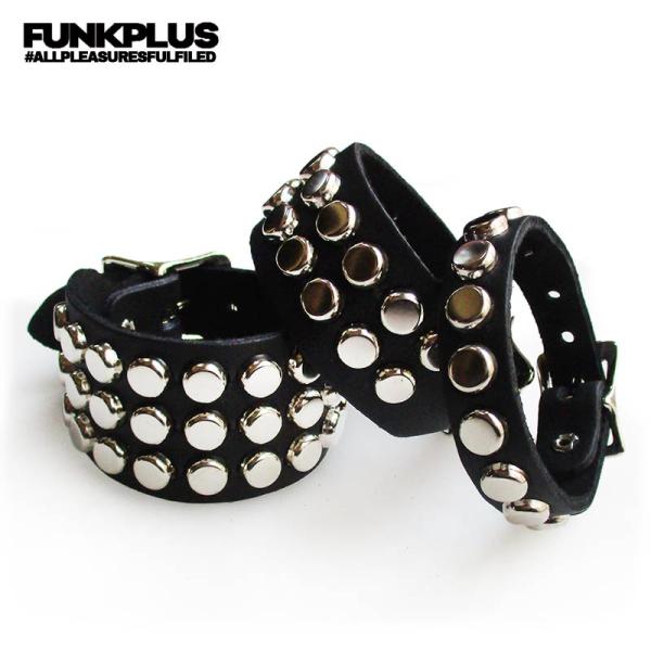 FUNK PLUS ファンクプラス 丸型スタッズ リストバンド スタッズリストバンド メンズ パンク...