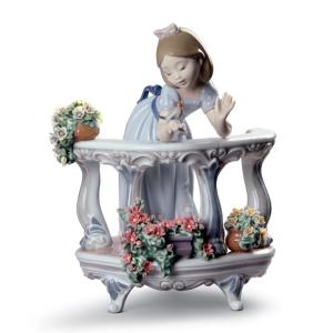 Lladro （リヤドロ） 少女 鳥 バルコニー 窓 娘    「バルコニーの朝(スペシャルエディション) #8735」｜lladro-daisuki