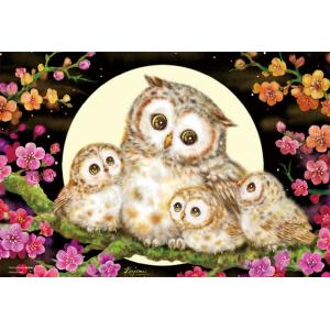 1000マイクロピース ジグソーパズル  月夜のお花見(原井加代美)【M81-592】【38×26cm】【ビバリー】