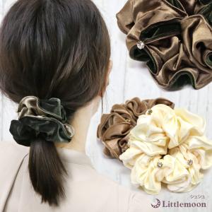 シュシュ サテン クリスタル ヘアアクセサリー ヘアゴム 大きめ 追跡可能メール便対応 リュリュ｜lmcasual