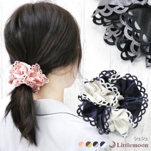 シュシュ ドット ヘアアクセサリー 春 リバーシブル ヘアゴム レース 追跡可能メール便対応 ディナ｜lmcasual