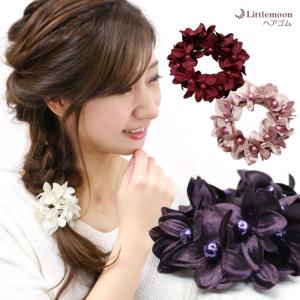 リトルムーン（Littlemoon） ヘアゴム ビーズ 花 ヘアアクセサリー