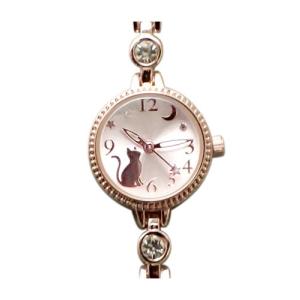 星空猫ブレス ピンクゴールド／ホワイト  ブレスレットウォッチ レディース腕時計 星 猫 C07416A-PG｜lmlulu-shop