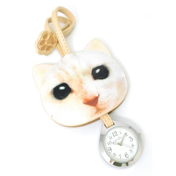 ハングウォッチ 　リアル ネコ 猫 アイボリー 　[キャットミント] catmint　バックなどに付...