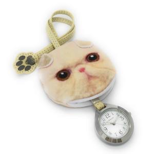 ハングウォッチ　キャット （ネコ）／ホワイト　バックなどに付けるアクセサリー 時計　Y04916A-WH 　｜lmlulu-shop