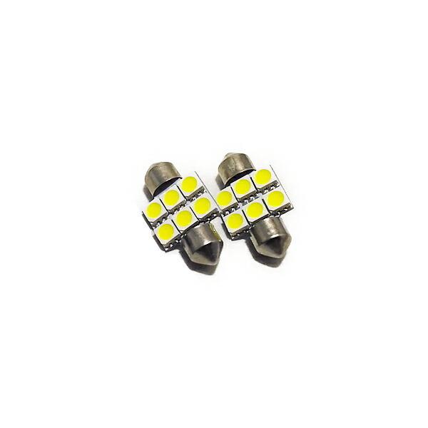 2個セット T10x31mm LEDルームランプ  3chip5050SMD 6連 ホワイト