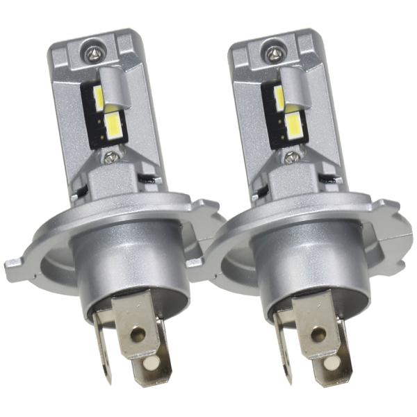 LEDヘッドライト H4 車検対応　改良版　10000lm ホワイト　コンパクトタイプ 左右セット ...