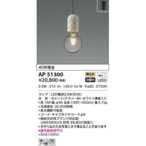 AP51300 ペンダントライト LEDランプ交換可能型 非調光 40W相当  電気工事不要タイプ ...