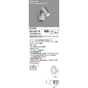 AU54116 エクステリア スポットライト 60W相当 昼白色 LEDランプ交換可能型 非調光 防...