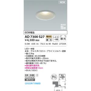 KOIZUMI（コイズミ） AD7300W27 ダウンライト LED一体型 防雨・防湿型