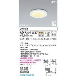 KOIZUMI（コイズミ） AD7307W35 ダウンライト LED一体型 防雨・防湿型