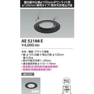 AE52188E リニューアルプレート 傾斜天井取可能 100mmダウンライト用  銅板・ブラック塗装｜lnet2510ch