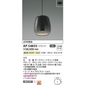 AP54855 ペンダントライト LED一体型 非調光 40W相当 傾斜天井取付可能 フランジタイプ...