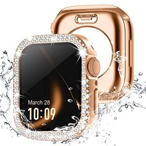 【360度防水設計】Missair コンパチブル アップルウォッチ カバー キラキラ Apple Watch カバー 防水ケース 45mm ダブルダイヤモンド 保護フィルム付｜loandlu