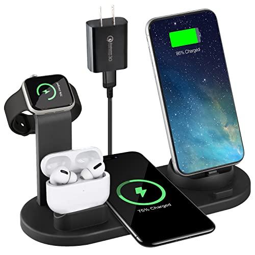 ワイヤレス充電スタンド 6 in１ ワイヤレス充電器 Airpods/iPhone/Apple Wa...